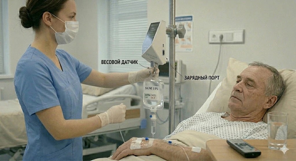 Медсестра устанавливает устройство PRISMa™